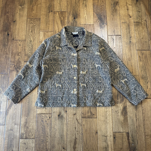 Vintage Touch O' Blue Gotcha Covered Womens Sz XL Jacket Blazer Safari Animal - Picture 1 of 6